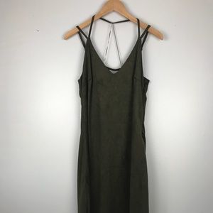 HYFVE Faux Suede Midi Strappy Dress Olive Small